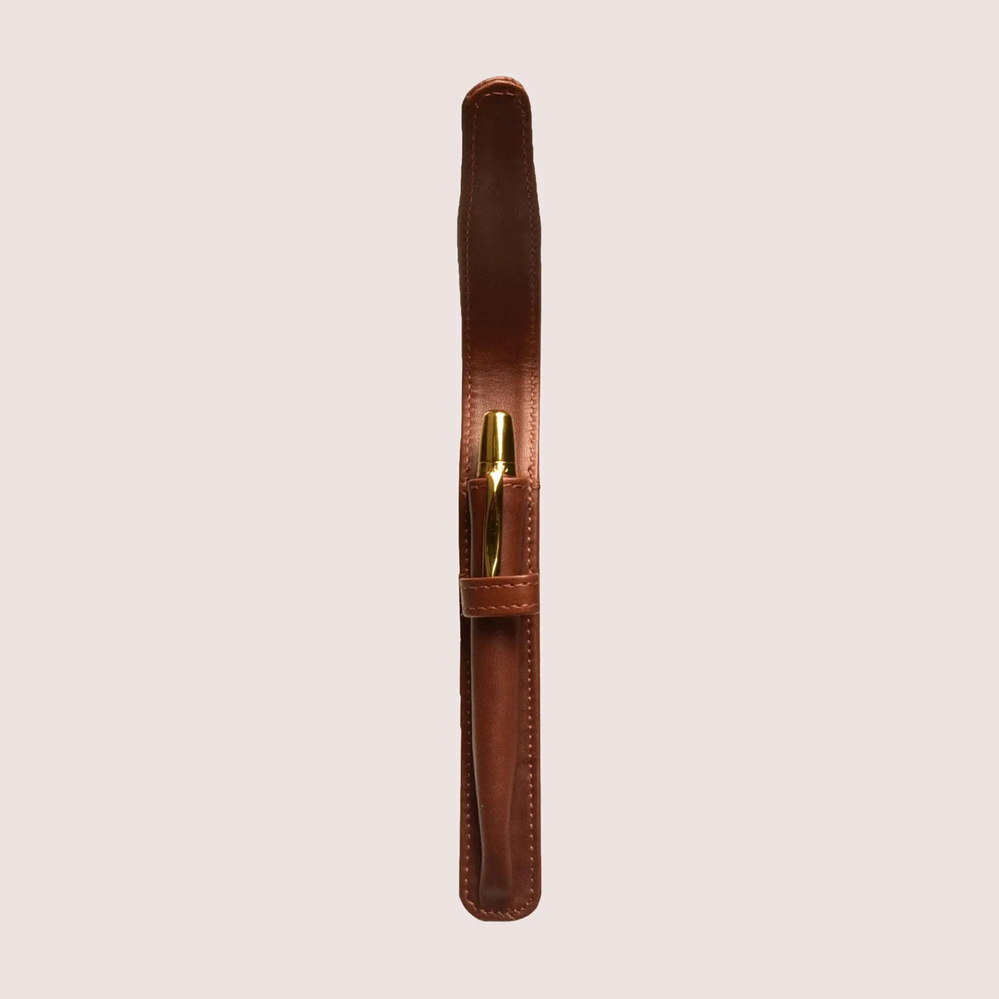 Aston Leather 1 Pen Case - Cognac