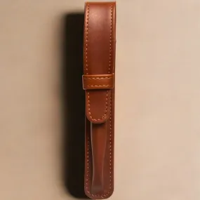 Aston Leather 1 Pen Case - Cognac