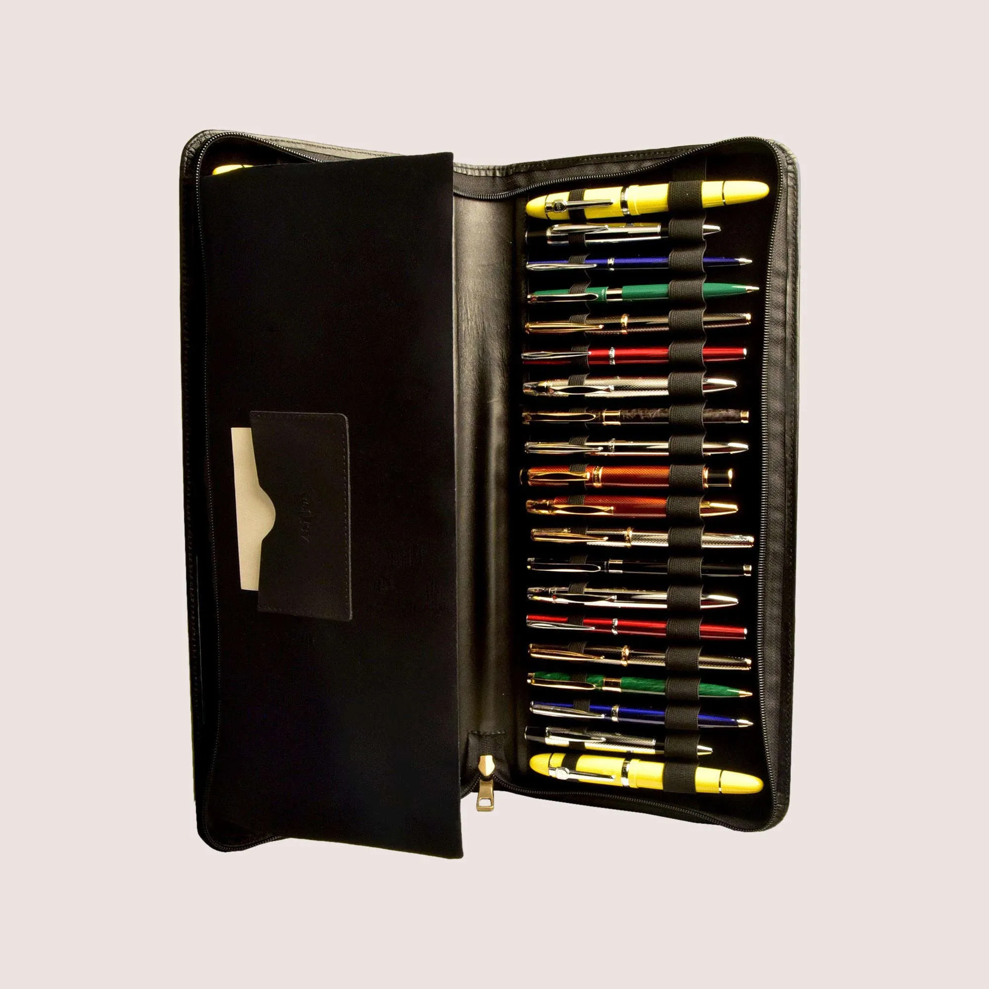 Aston Leather Collector's 40 Pen Case - Black