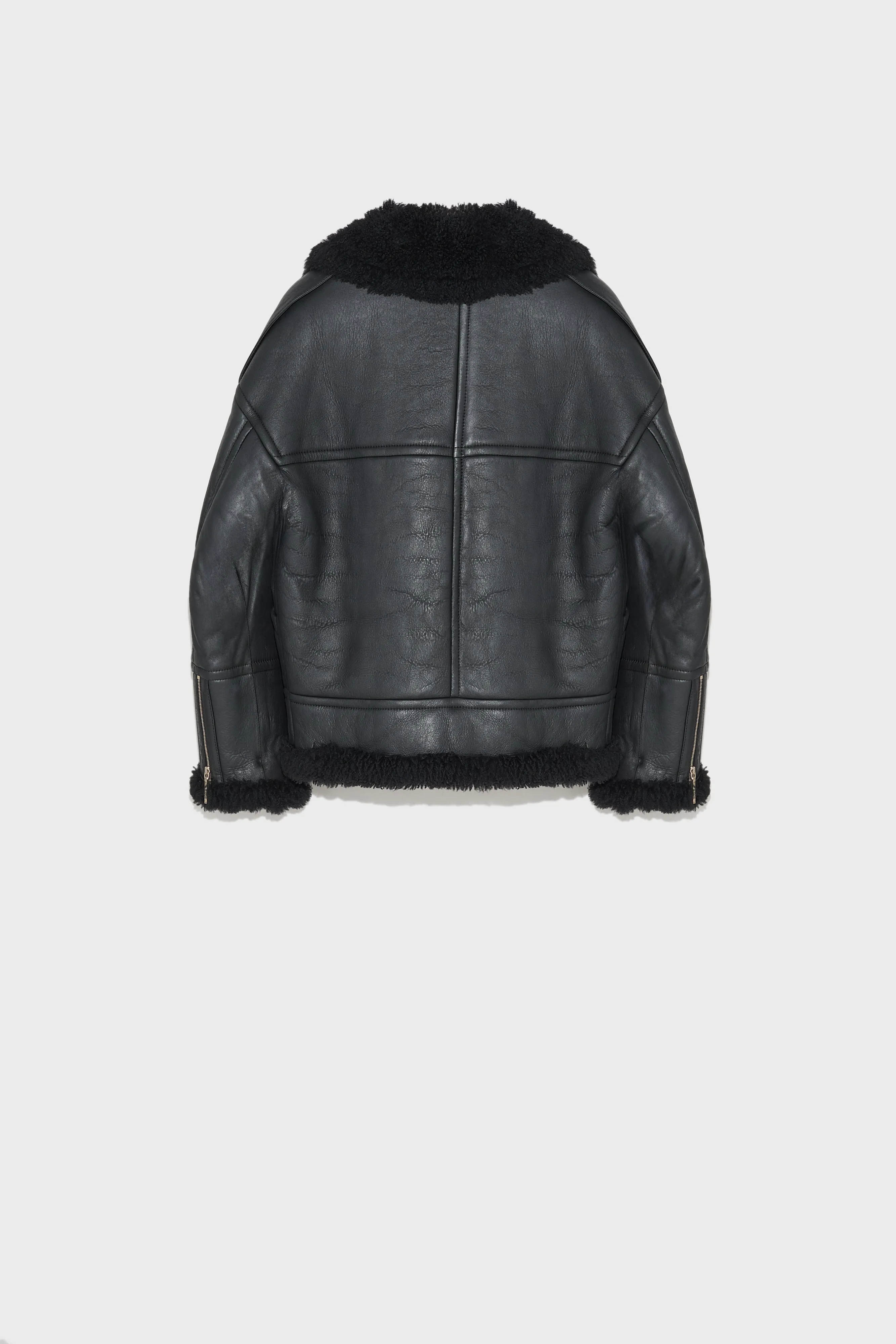 Biker jacket in curly merino lamb