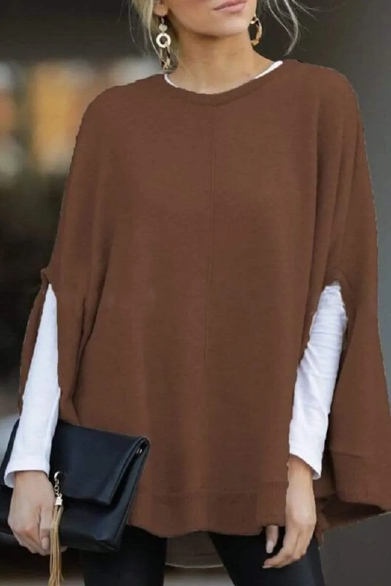 Dunnmall Sale Casual Round Collar Cloak Top