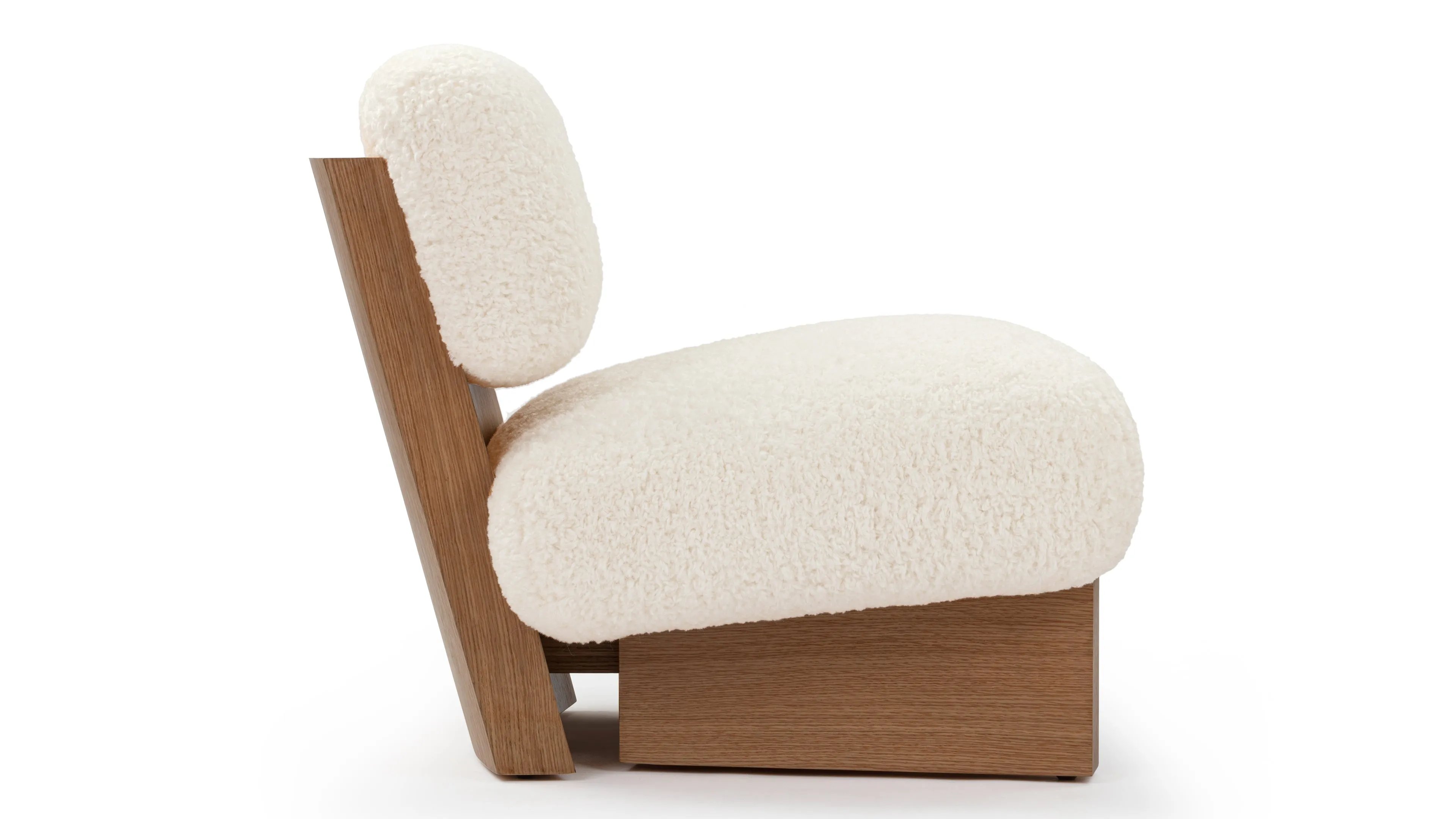 Jia - Jia Lounge Chair, White Vegan Sheepskin