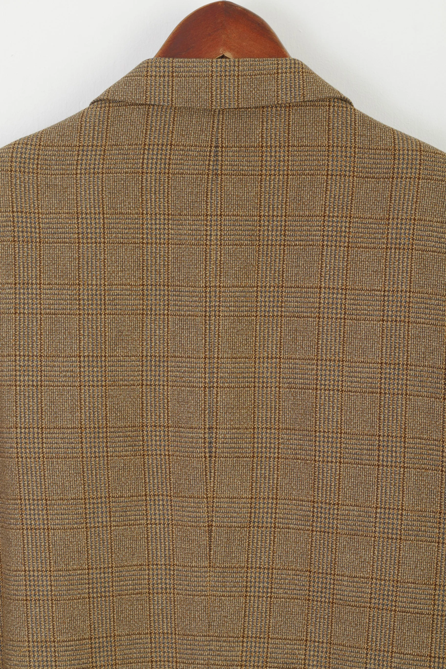 Marks & Spencer Italian Soft Men 50 Blazer Brown Check Silk Wool Blend Italy Jacket