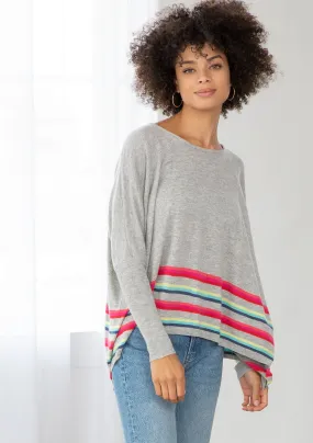 Striped Trim Dolman Sweater Pullover