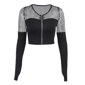 WLS Gothic Stitching Zipper Cardigan Long Sleeve Tee