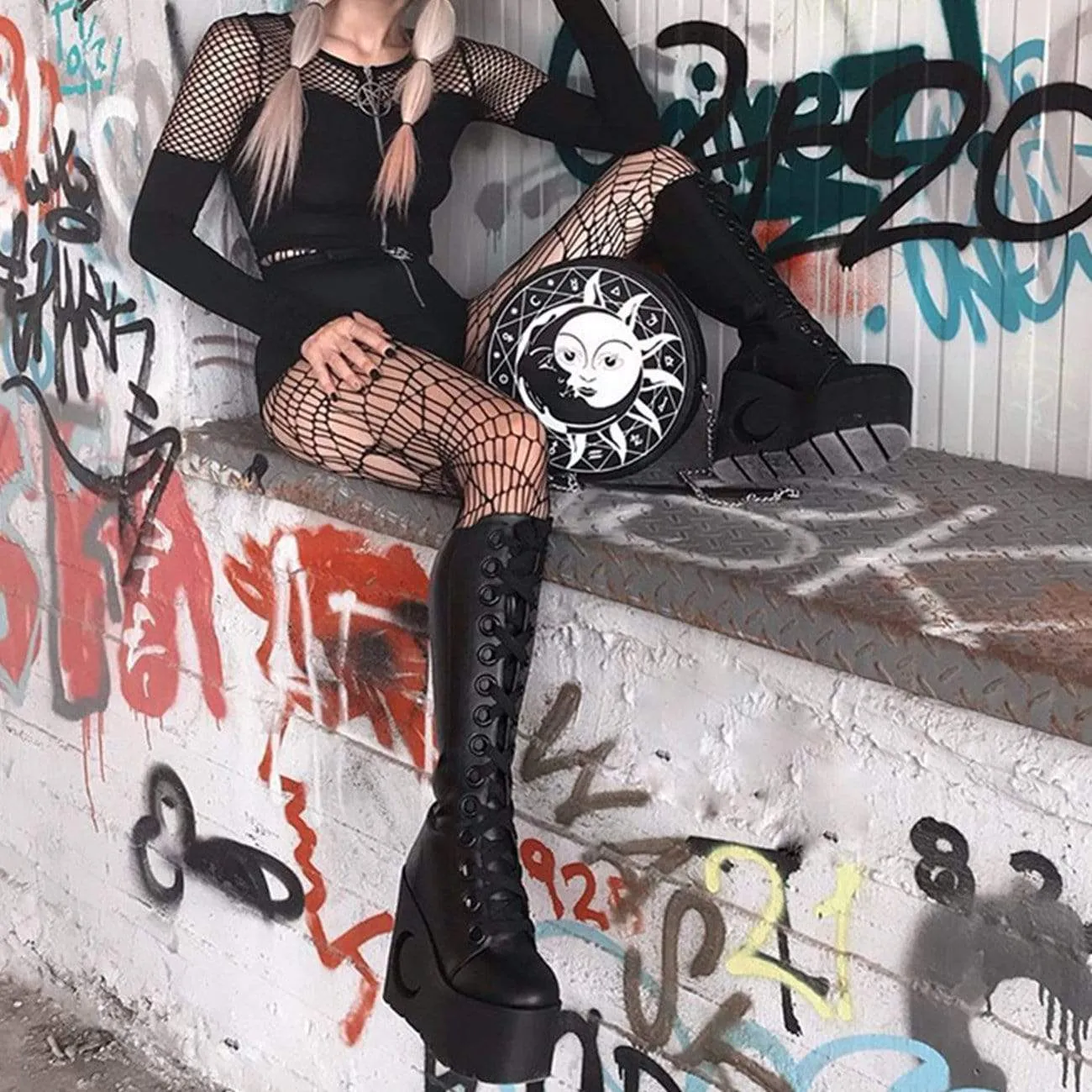 WLS Gothic Stitching Zipper Cardigan Long Sleeve Tee