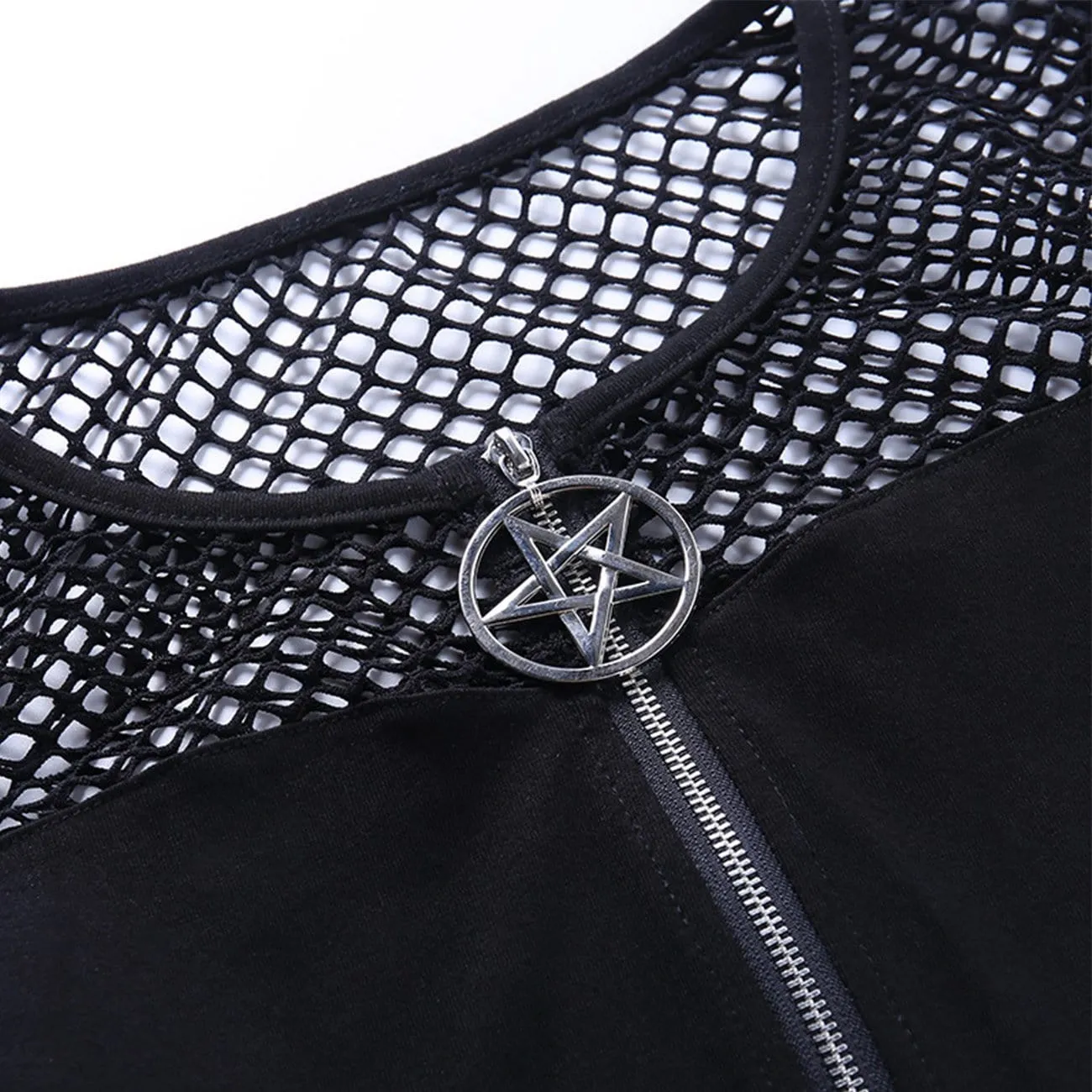 WLS Gothic Stitching Zipper Cardigan Long Sleeve Tee